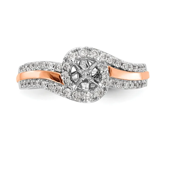 Goldia Rings 040ct CZ Solid Real 14k Twotone Peg Set ByPass Engagement Ring