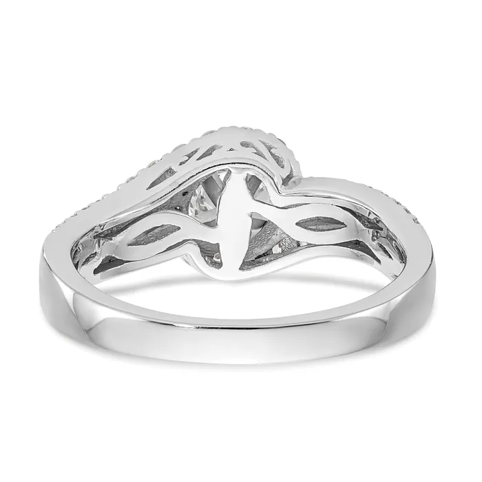 Goldia Rings 040ct CZ Solid Real 14k Twotone Peg Set ByPass Engagement Ring