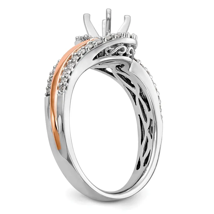 Goldia Rings 040ct CZ Solid Real 14k Twotone Peg Set ByPass Engagement Ring