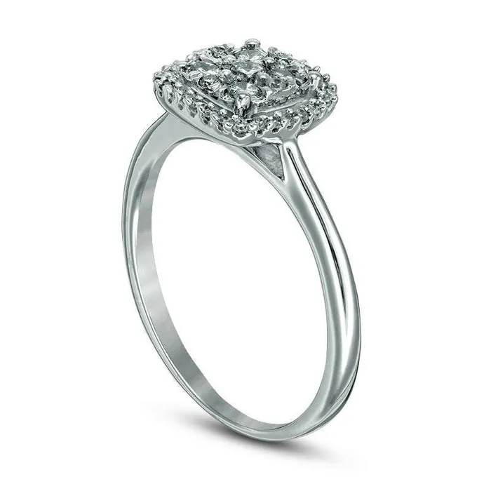 Goldia Rings 050 CT TW Natural Diamond Cluster Frame Ring in Solid 10K White Gold Goldia Rings 050 CT TW Natural Diamond Cluster Frame Ring in Solid 10K White Gold