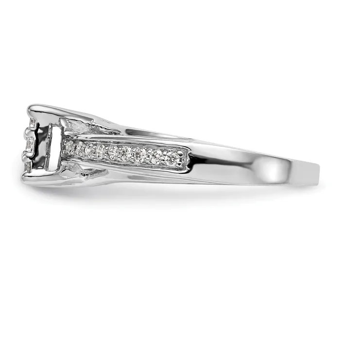 Goldia Rings 050ct CZ Solid Real 14K White Gold Complete Cluster Engagement Ring