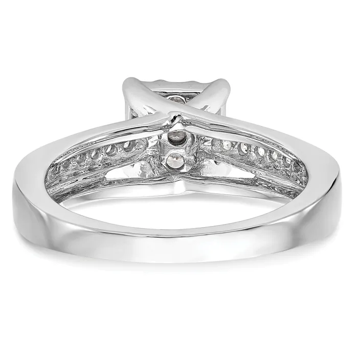 Goldia Rings 050ct CZ Solid Real 14K White Gold Complete Cluster Engagement Ring