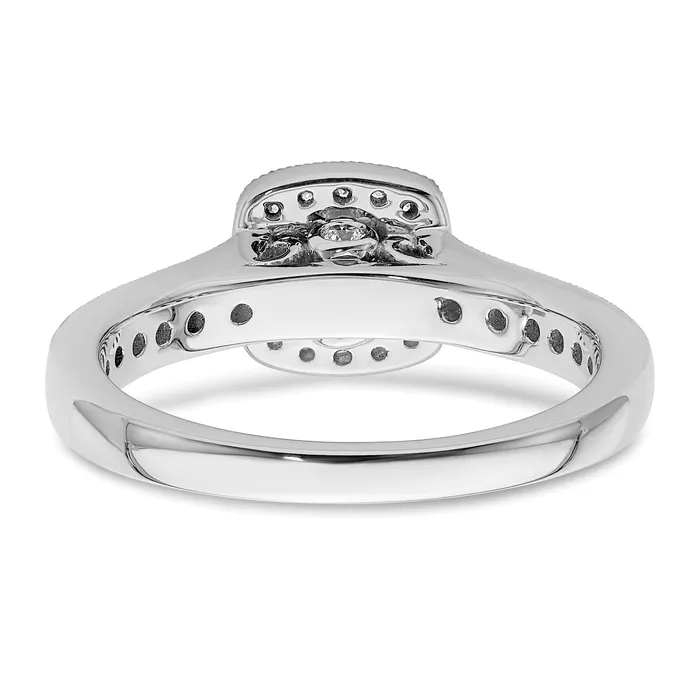 Goldia Rings 050ct CZ Solid Real 14K White Gold Square Halo Round Dia Engage Ring