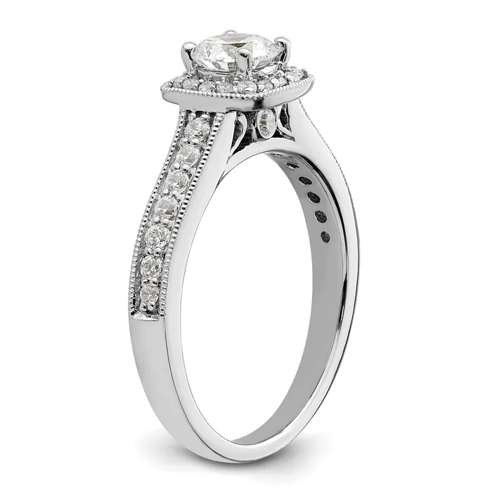 Goldia Rings 050ct CZ Solid Real 14K White Gold Square Halo Round Dia Engage Ring