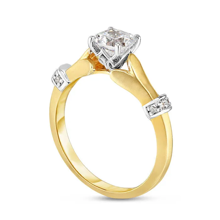 Goldia Rings 075 CT TW CushionCut Natural Diamond Collar Engagement Ring in Solid 14K TwoTone Gold Goldia Rings 075 CT TW CushionCut Natural Diamond Collar Engagement Ring in Solid 14K TwoTone Gold