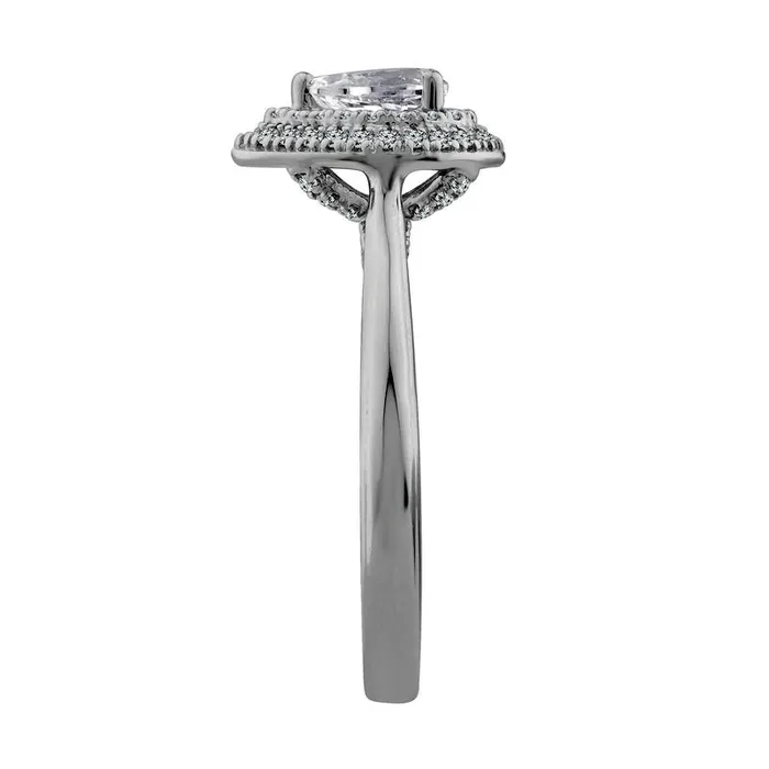 Goldia Rings 075 CT TW PearShaped Natural Diamond Double Frame Engagement Ring in Solid 14K White Gold Goldia Rings 075 CT TW PearShaped Natural Diamond Double Frame Engagement Ring in Solid 14K White Gold
