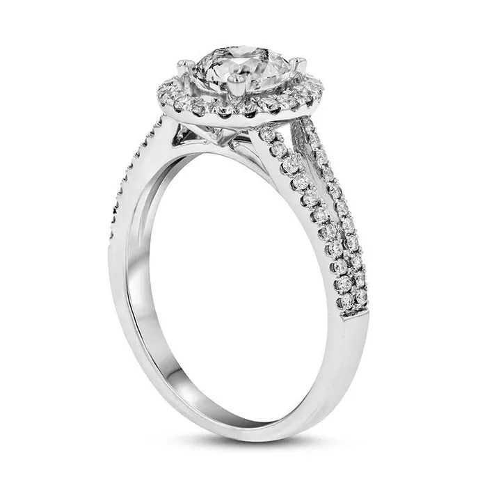 Goldia Rings 125 CT TW Oval Natural Diamond Frame Split Shank Engagement Ring in Solid 18K White Gold ISI2 Goldia Rings 125 CT TW Oval Natural Diamond Frame Split Shank Engagement Ring in Solid 18K White Gold ISI2