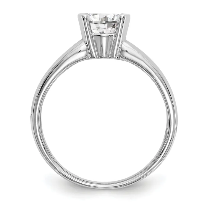 Goldia Rings 125ct CZ Solid Real 14K White Gold Round Bezel Solitaire Engagement Ring