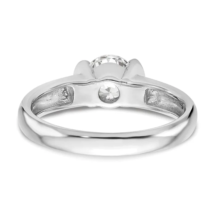 Goldia Rings 125ct CZ Solid Real 14K White Gold Round Bezel Solitaire Engagement Ring