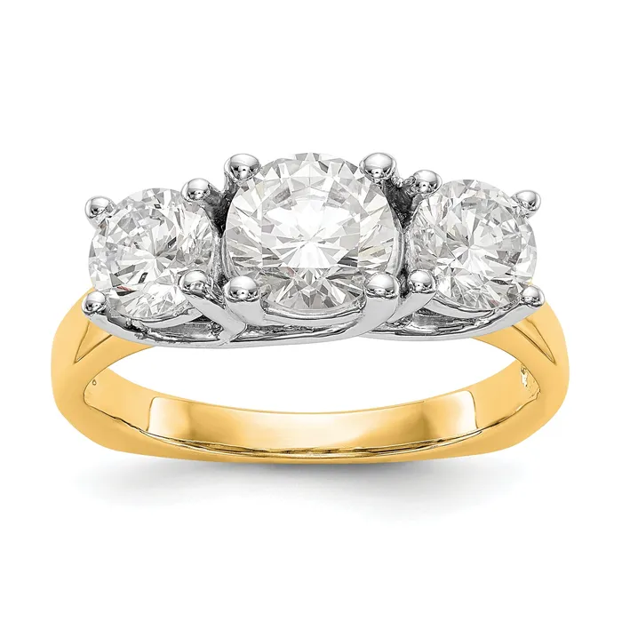 Goldia Rings 150ct CZ Solid Real 14K Twotone 3Stone Engagement Ring