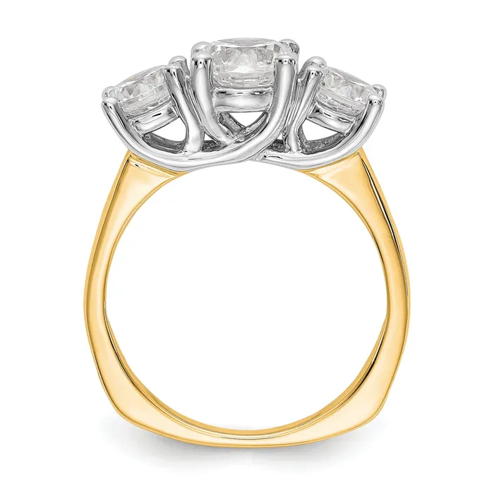 Goldia Rings 150ct CZ Solid Real 14K Twotone 3Stone Engagement Ring