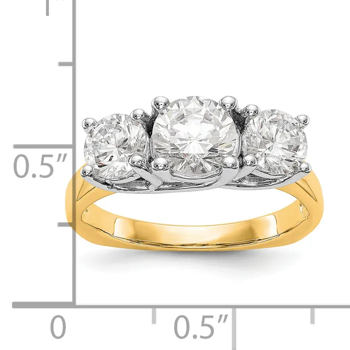 Goldia Rings 150ct CZ Solid Real 14K Twotone 3Stone Engagement Ring