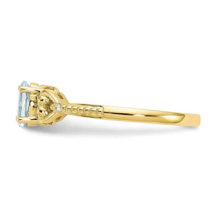 Goldia Rings 10K Yellow Gold Aquamarine and Real Diamond Ring