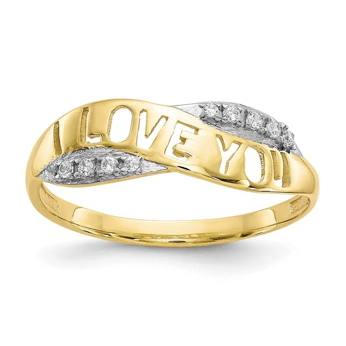 Goldia Rings 10k Yellow Gold CZ I LOVE YOU Ring