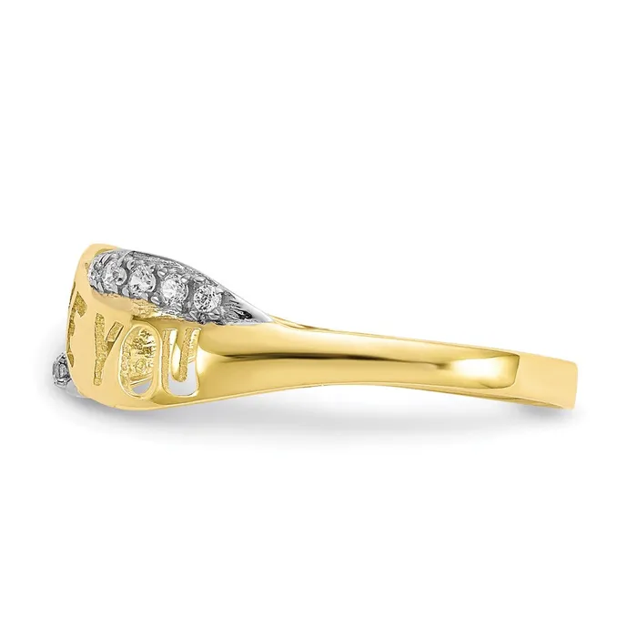 Goldia Rings 10k Yellow Gold CZ I LOVE YOU Ring