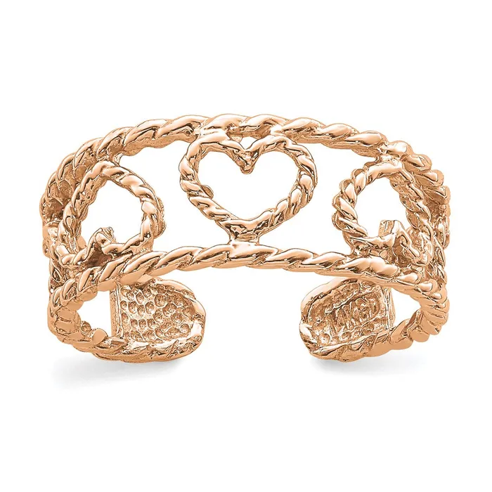 Goldia Rings 14k Rose Gold Rose Polished Twisted Heart Toe Ring
