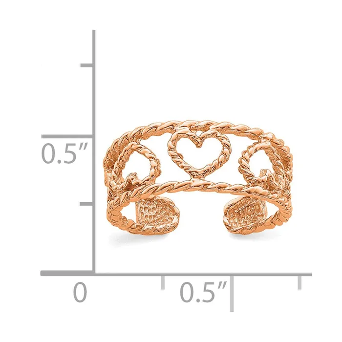Goldia Rings 14k Rose Gold Rose Polished Twisted Heart Toe Ring