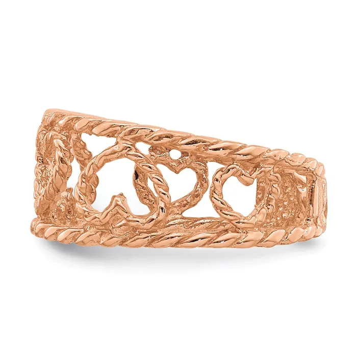Goldia Rings 14k Rose Gold Rose Polished Twisted Heart Toe Ring