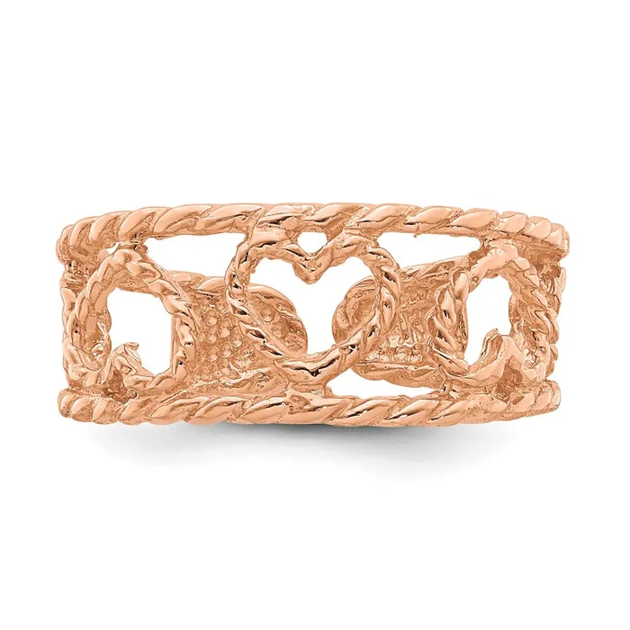 Goldia Rings 14k Rose Gold Rose Polished Twisted Heart Toe Ring