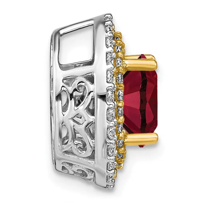 Goldia Rings 14k TwoTone Gold Lab Grown Real Diamond u0026 Created Ruby Pendant
