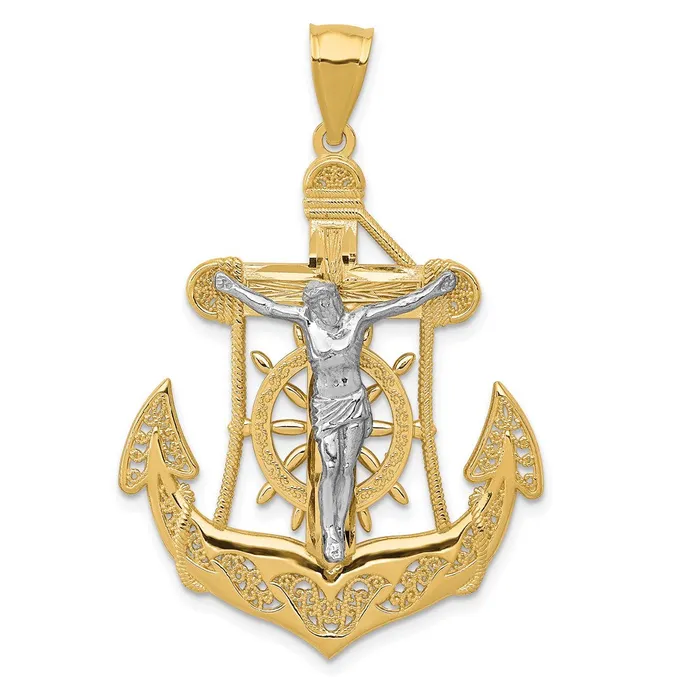 Goldia Rings 14k Twotone Gold Mariners Cross Pendant