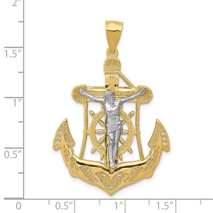 Goldia Rings 14k Twotone Gold Mariners Cross Pendant