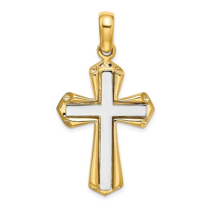 Goldia Rings 14k Twotone Gold Polished Cross Charm