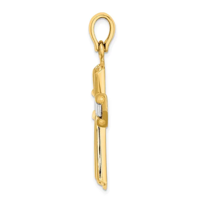 Goldia Rings 14k Twotone Gold Polished Cross Charm