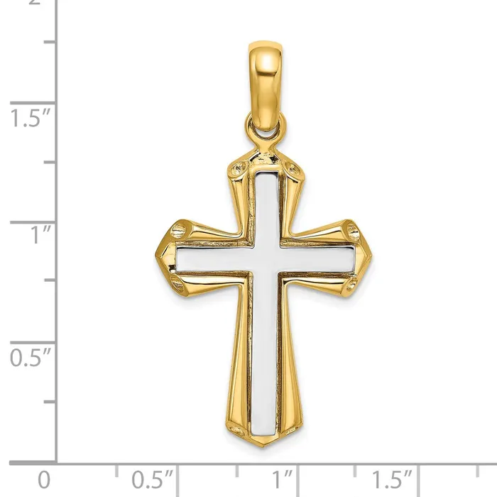 Goldia Rings 14k Twotone Gold Polished Cross Charm