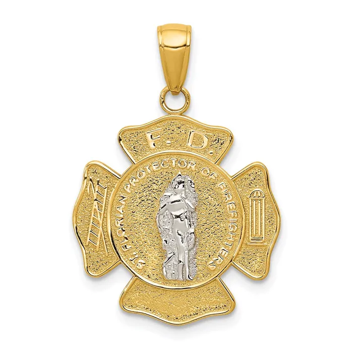 Goldia Rings 14k Twotone Gold Saint Florian Medal Pendant