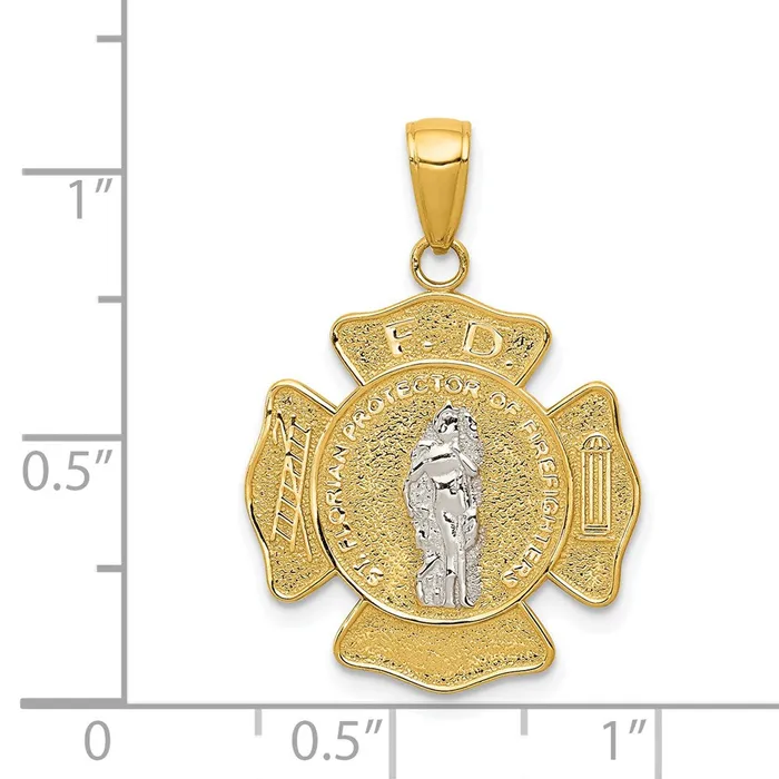 Goldia Rings 14k Twotone Gold Saint Florian Medal Pendant