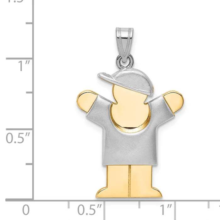 Goldia Rings 14k Twotone Gold Twotone Gold Puffed Boy with Hat on Right Engravable Charm