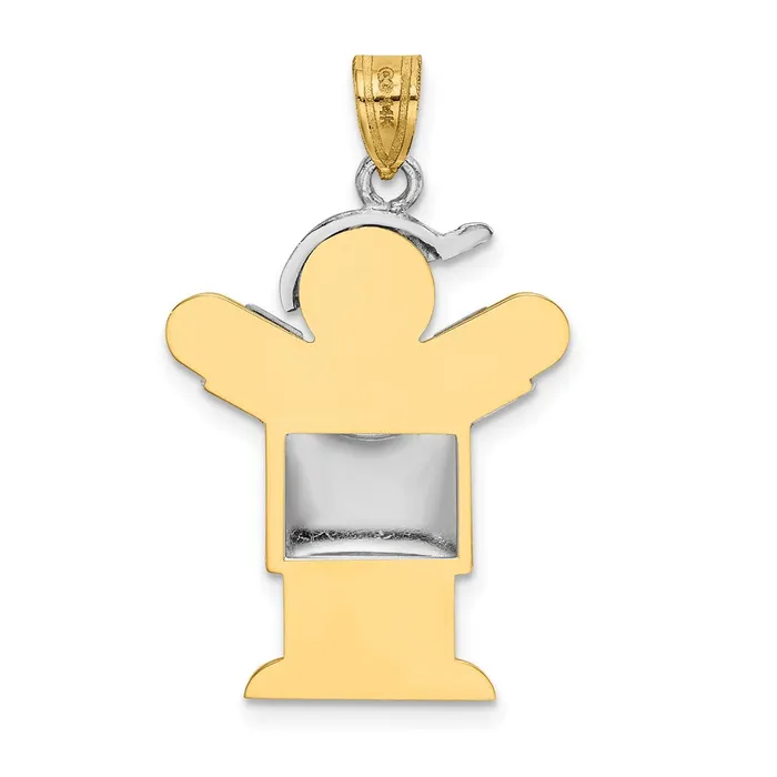 Goldia Rings 14k Twotone Gold Twotone Gold Puffed Boy with Hat on Right Engravable Charm