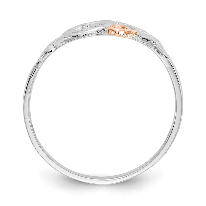 Goldia Rings 14K White and Rose GoldPlated Polished Hearts and Leaves Ring