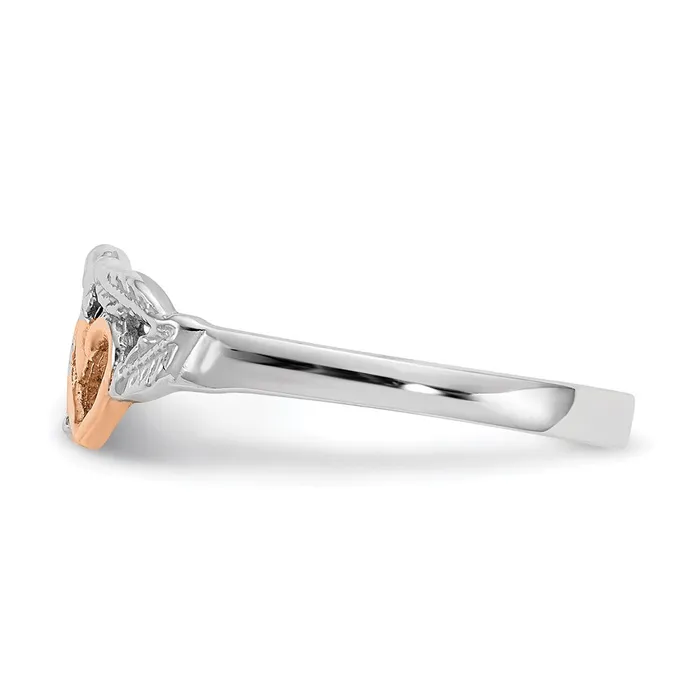 Goldia Rings 14K White and Rose GoldPlated Polished Hearts and Leaves Ring