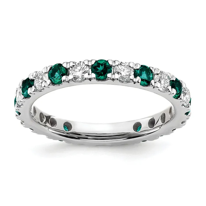 Goldia Rings 14k White Gold 38 Ct Lab Grown Diamond VSSI G and Lab Created Alexandrite Eternity Band Ring Goldia Rings 14k White Gold 38 Ct Lab Grown Diamond VSSI G and Lab Created Alexandrite Eternity Band Ring