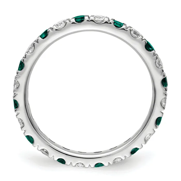 Goldia Rings 14k White Gold 38 Ct Lab Grown Diamond VSSI G and Lab Created Alexandrite Eternity Band Ring