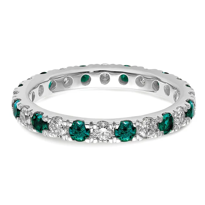 Goldia Rings 14k White Gold 38 Ct Lab Grown Diamond VSSI G and Lab Created Alexandrite Eternity Band Ring