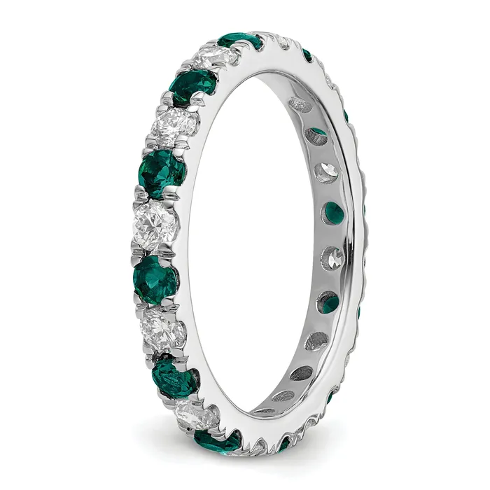 Goldia Rings 14k White Gold 38 Ct Lab Grown Diamond VSSI G and Lab Created Alexandrite Eternity Band Ring