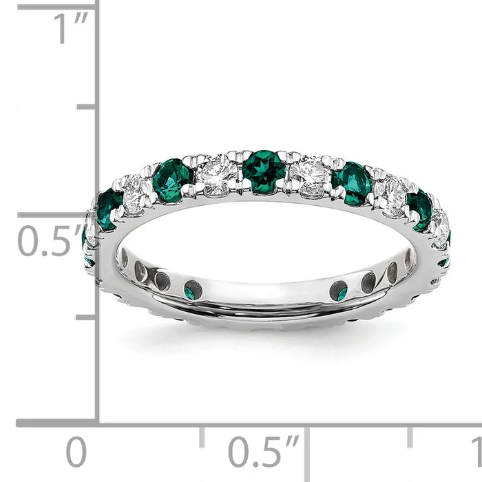 Goldia Rings 14k White Gold 38 Ct Lab Grown Diamond VSSI G and Lab Created Alexandrite Eternity Band Ring