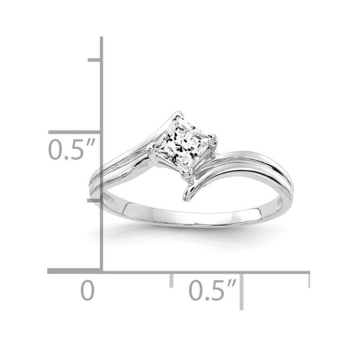 Goldia Rings 14k White Gold 4mm Princess Cut Cubic Zirconia ring