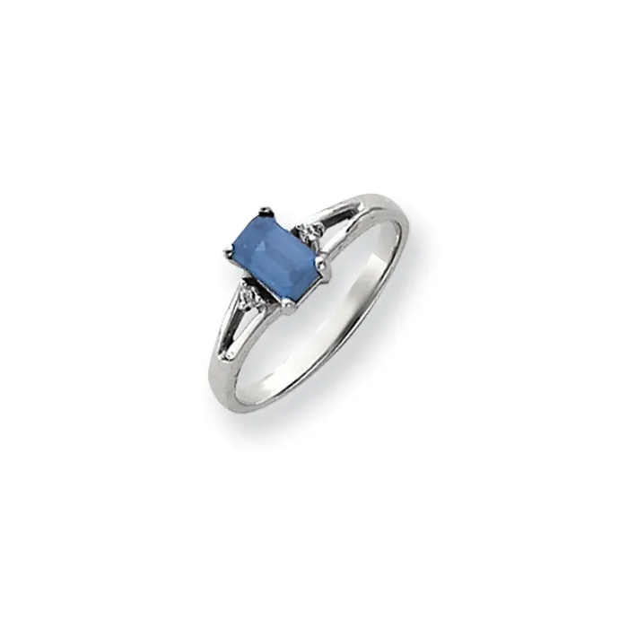 Goldia Rings 14k White Gold 6x4mm Emerald Cut Tsavorite A Diamond ring