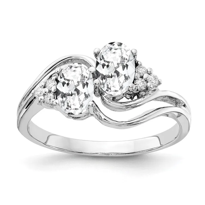 Goldia Rings 14k White Gold 6x4mm Oval Cubic Zirconia AA Diamond ring