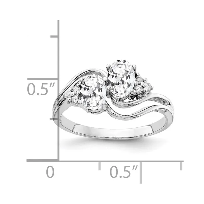 Goldia Rings 14k White Gold 6x4mm Oval Cubic Zirconia AA Diamond ring