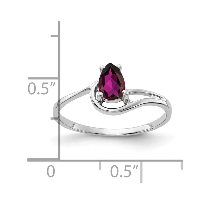 Goldia Rings 14k White Gold 6x4mm Pear Rhodolite Garnet ring