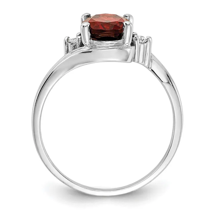 Goldia Rings 14k White Gold 8x6mm Oval Garnet Checker VS Diamond ring