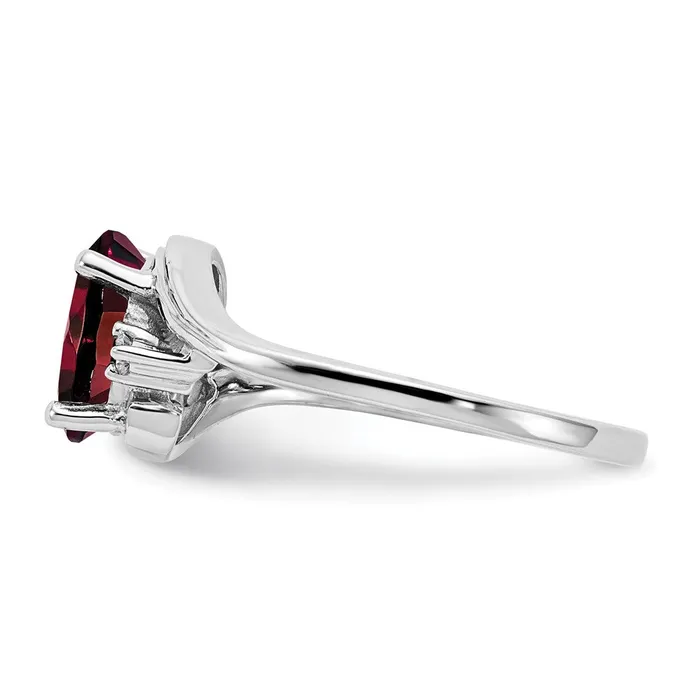 Goldia Rings 14k White Gold 8x6mm Oval Garnet Checker VS Diamond ring