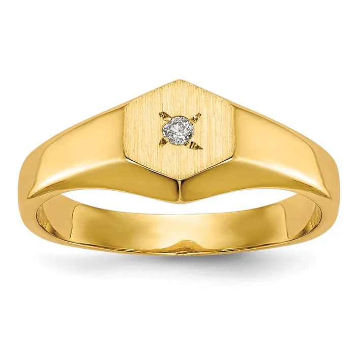 Goldia Rings 14K White Gold Childs AA Real Diamond Signet Ring