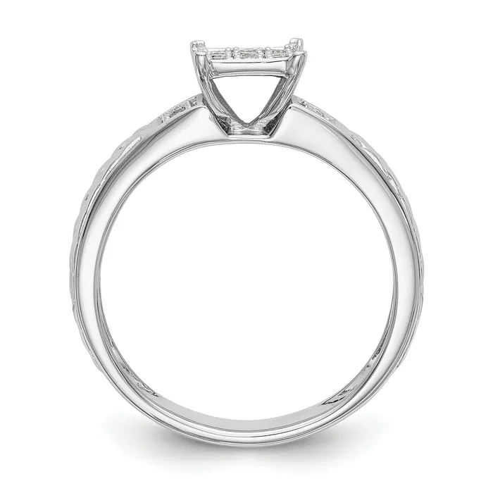 Goldia Rings 14K White Gold Lab Grown VSSI G Diamond Trio Cluster Engagement Ring