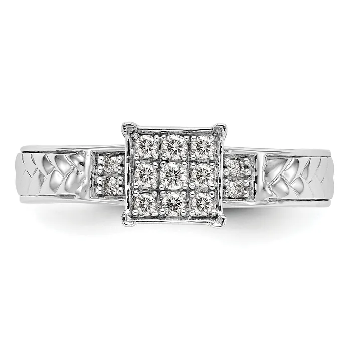 Goldia Rings 14K White Gold Lab Grown VSSI G Diamond Trio Cluster Engagement Ring